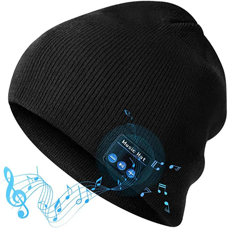 Gorro con Auriculares Bluetooth Inalámbricos – Tejido de Punto, con Micrófono, para Ciclismo, Senderismo y Uso al Aire Libre en Invierno