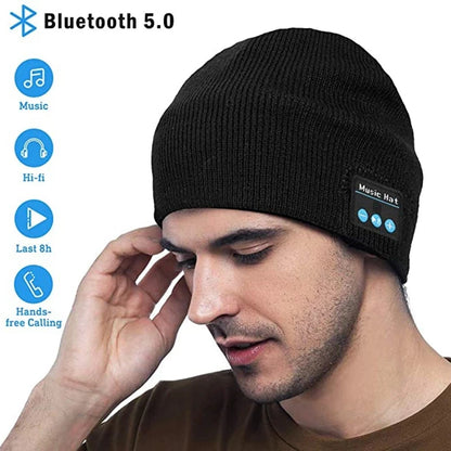Gorro con Auriculares Bluetooth Inalámbricos – Tejido de Punto, con Micrófono, para Ciclismo, Senderismo y Uso al Aire Libre en Invierno