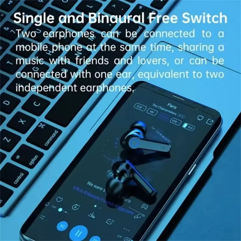 Auriculares Bluetooth Inalámbricos M19 con Micrófono, Pantalla LED y TWS – Compatible con iPhone y Xiaomi