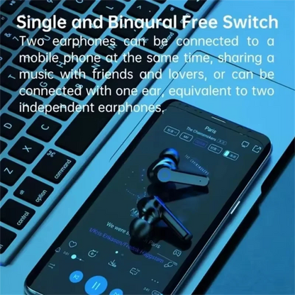 Auriculares Bluetooth Inalámbricos M19 con Micrófono, Pantalla LED y TWS – Compatible con iPhone y Xiaomi