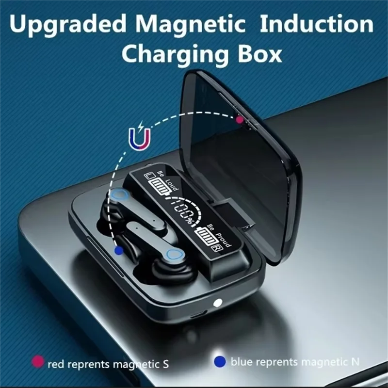 Auriculares Bluetooth Inalámbricos M19 con Micrófono, Pantalla LED y TWS – Compatible con iPhone y Xiaomi