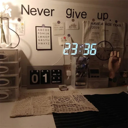 Reloj LED Digital 3D - Pantalla con Fecha, Hora y Temperatura
