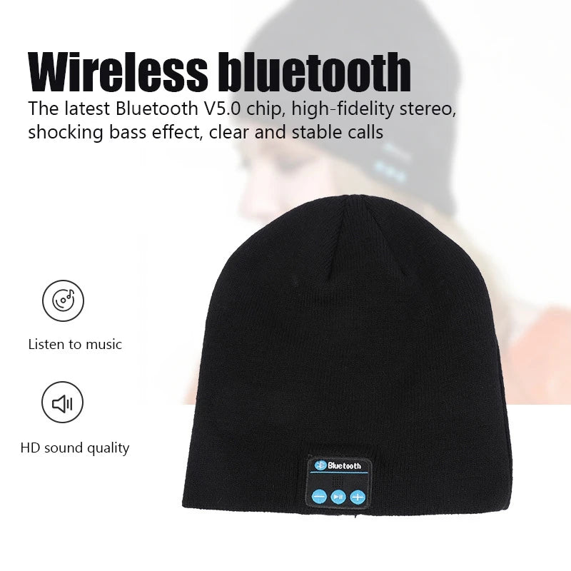 Gorro con Auriculares Bluetooth Inalámbricos – Tejido de Punto, con Micrófono, para Ciclismo, Senderismo y Uso al Aire Libre en Invierno