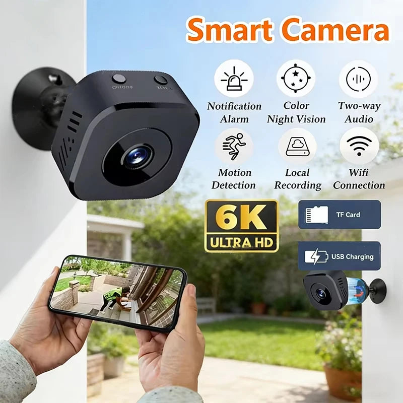 Mini Cámara de Seguridad WiFi 4K con Visión Nocturna y Detección de Movimiento