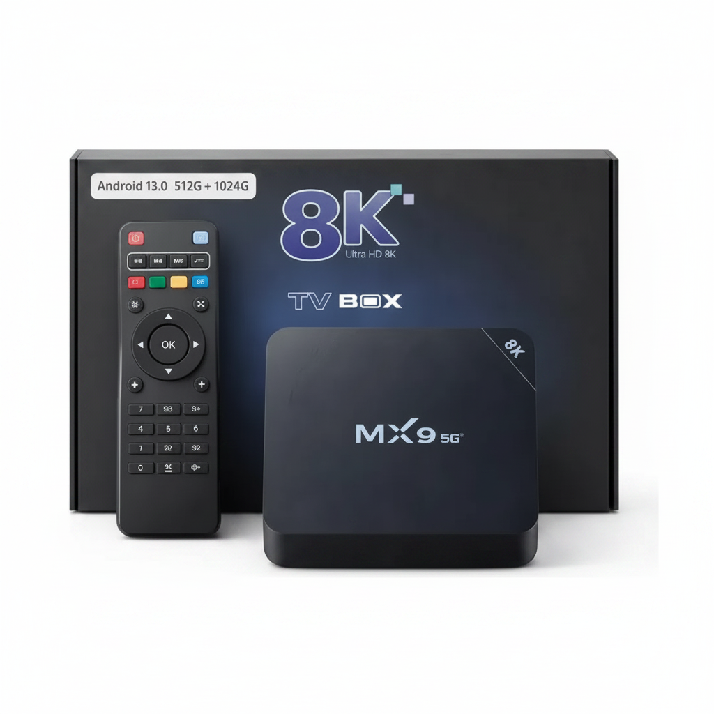 TV Box MX9 5G 8K fondo blanco