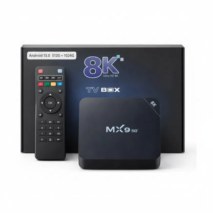 TV Box MX9 5G 8K fondo blanco