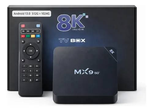 TV Box 8K MX9 5G con control remoto y caja